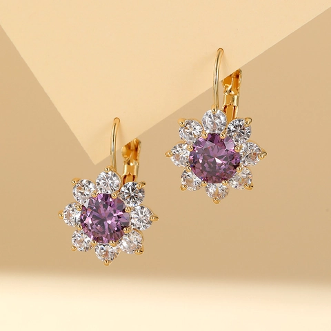 Pendientes de Botón de Cobre con Forma de Flor y Copo de Nieve Brillantes con Strass Incrustados Color Oro Joyas para Mujer Accesorios Elegantes