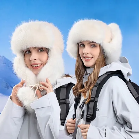 Colbacco Invernale Cappello Con Paraorecchie In Pelliccia Sintetica Da Donna Caldo Antivento Peluche Ispessito Pompon Outdoor Tempo Freddo
