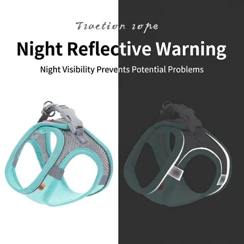 Reflective Pet Harness And Leash Breathable Mesh Adjustable Vest For Small Medium Dogs Cats Outdoor Walking