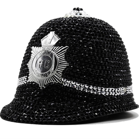 Cappello Da Costume Da Polizia Con Strass Per Halloween Festa In Maschera Copricapo Da Prestazione Lucido Unisex