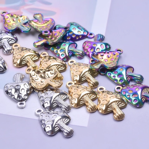 Collana Con Pendente A Fungo Acciaio Inossidabile Accessorio Gioielli Colorato Placcato Sottovuoto A Pois Per Donne Ragazze