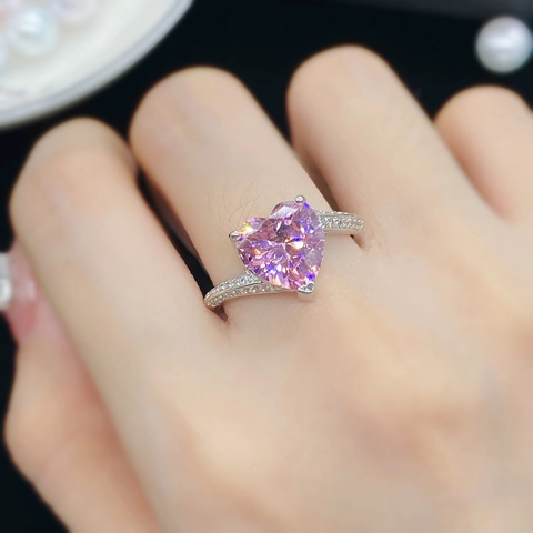 Heart Shaped Adjustable Ring Copper With Sparkling Zircon Sweet Romantic Jewelry For Women Elegant Rhinestone Inlaid