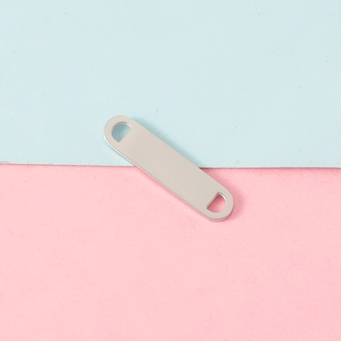 Colgante De Barra En Blanco De Acero Inoxidable Con Doble Agujero Conector De Tira Larga Pulido Espejo Grabable Accesorios
