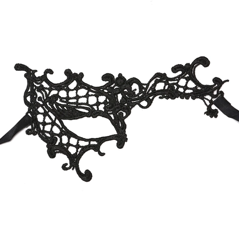 Masquerade Mask Black Lace Hollow Embroidery Eye Mask For Halloween Party Costume Mysterious Elegant For Women