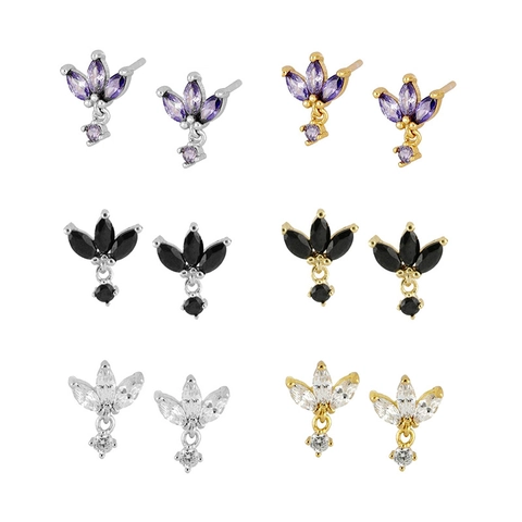 Marquise Cut Cubic Zirconia Butterfly Stud Earrings With 925 Sterling Silver Earring Post Copper Elegant Jewelry