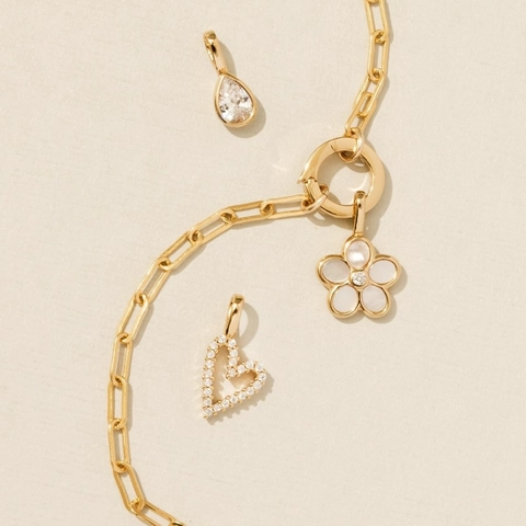 Bracelet Chaîne En Cuivre Plaqué Or 18 Carats Pour Femme Charms Élégants Cœur Croix Mama Papillon Accessoire De Bijoux