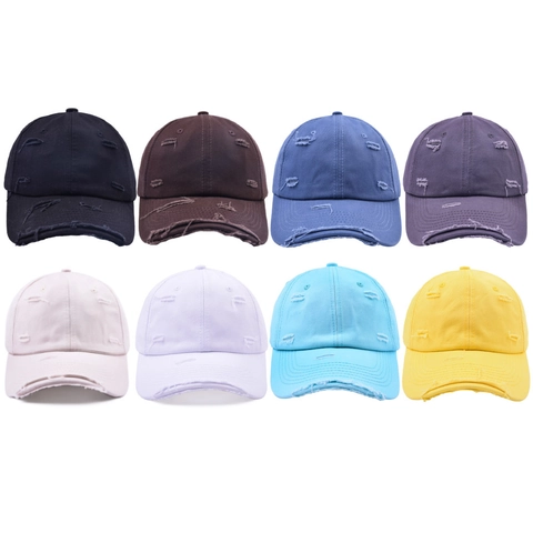 Distressed Baseball Cap Cotton Washed Retro Outdoor Sun Protection Adjustable Hat For Men Women