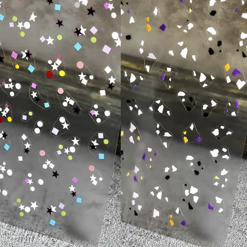 5D Embossed Nail Art Stickers Self Adhesive Ultra Thin Colorful Confetti Stars Dots Geometric Patterns Manicure Decoration