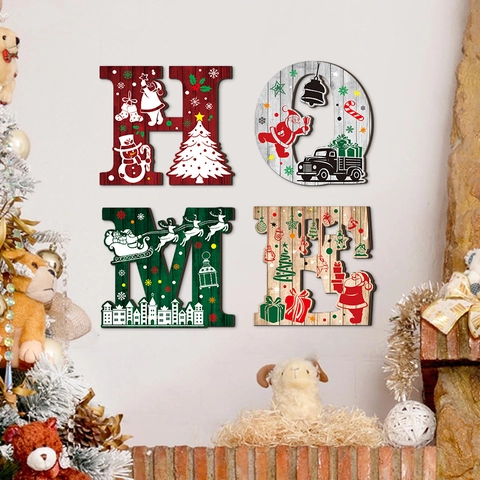 Home Buchstaben Holz Wandbehang Schild Weihnachten Winter Valentinstag Dekoration Für Wohnzimmer Und Eingangsbereich
