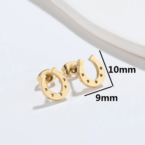 Minimalist Stainless Steel Horseshoe Stud Earrings Geometric U Shape Lucky Vintage Style Jewelry For Women