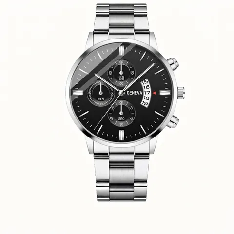 Orologio al Quarzo da Uomo Business Moda Cinturino in Pelle Acciaio Inossidabile Calendario Luminoso Analogico Casual