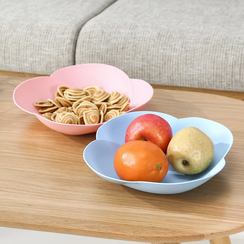 Nordic Minimalist Fruit Plate PP Plastic Clover Flower Shape Matte Texture For Snacks Candy Dried Fruit