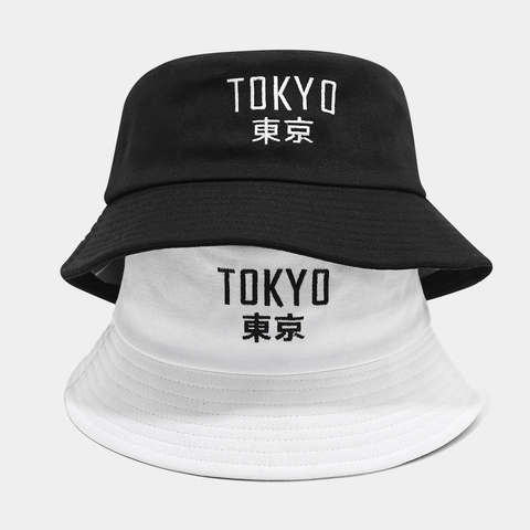 Bob En Coton Broderie Lettre Tokyo Protection Solaire Extérieur Décontracté Streetwear Pour Hommes Femmes