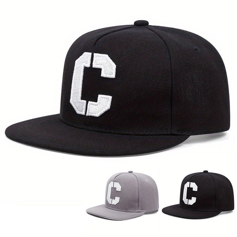 Cappello Snapback Acrilico Visiera Piatta Ricamo Lettera C Streetwear Hip Hop Baseball Per Uomini Donne Regolabile