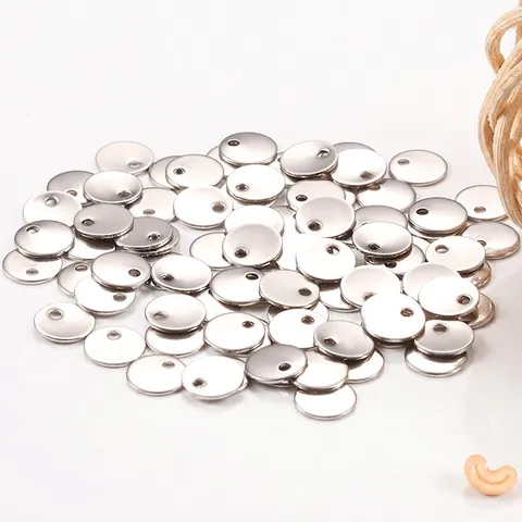 Colgantes Redondos De Acero Inoxidable Para Hacer Joyas DIY Etiquetas Metálicas Impermeables Accesorios