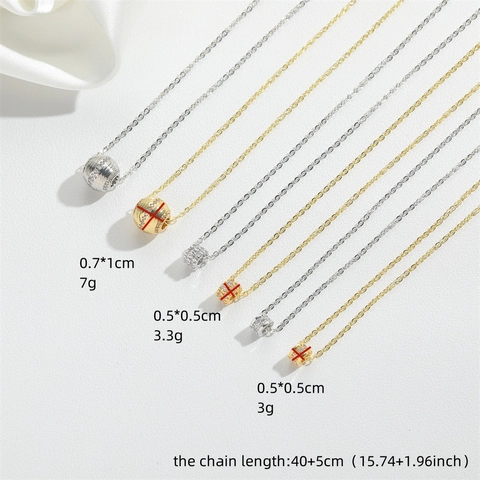 Collana Pendente Minimalista Rame Zircone Geometrico Cilindro Sfera Francese Retro Lusso Catena Clavicola Gioielli Per Donne