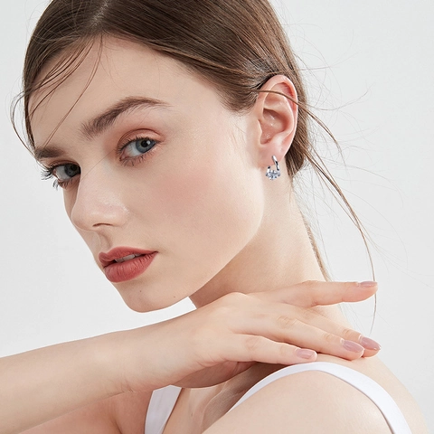 925 Sterling Silver Moissanite Stud Earrings For Women D Color Moissanite Geometric Earring Jewelry With GRA Certificate
