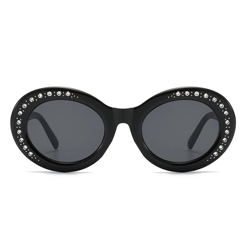 Oversized Round Sunglasses With Rhinestone Accents UV Protection PC Frame AC Lens Fashion Eyewear For Women