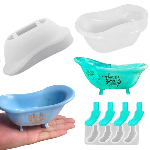 3D Bathtub Silicone Mold DIY Crystal Epoxy Resin Casting Tool Mini Storage Box Soap Dish Craft Ornament Home Decoration