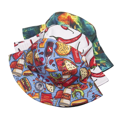 Chapeau Bob Imprimé Créatif Polyester Protection Solaire Extérieur Loisirs Voyage Capeline Pour Femmes Hommes Motif Tendance