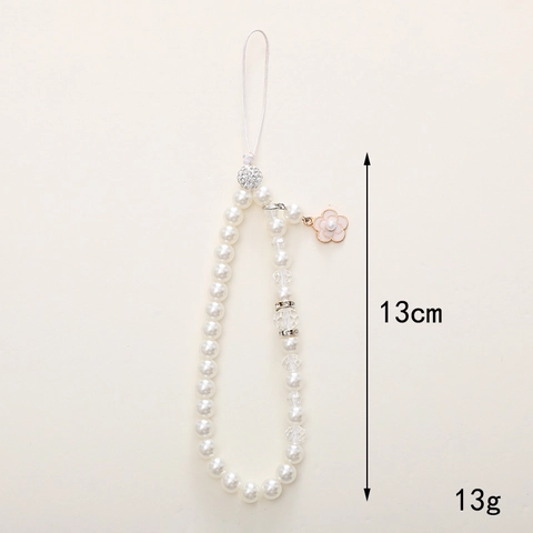 Mode Künstliche Perle Handy Kette Blume Kamelie Anhänger Handgelenk Gurt Strass Anti-Drop Handy Zubehör