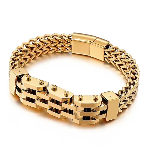 Pulsera De Acero Inoxidable Para Hombre Estilo Punk Rock Industrial Mecánico Pesado Joyería Geométrica