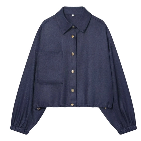 Chaqueta Y Pantalones Casuales De Color Sólido Para Mujer Streetwear Top Corto De Globo De Manga Larga Pantalones Anchos Tela Texturizada
