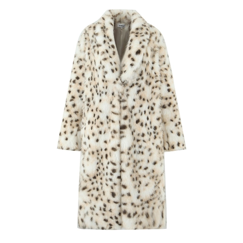 Manteau Long En Fausse Fourrure À Imprimé Léopard Pour Femmes Revers Chaud Hiver Veste Vintage Shaggy Pour Dame Élégant
