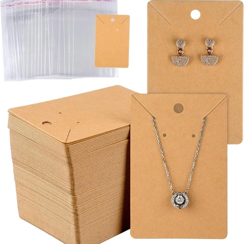 Jewelry Display Cards Kraft Paper Folding Necklace Hanging Tags For Bracelets Hair Accessories DIY Packaging Cards