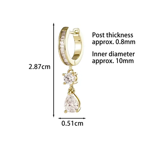 Vintage Kaffeegold Kupfer Creolen Mit Runden Und Tropfenförmigen Zirkonia Anhängern Light Luxury Hängende Schmuck Für Damen