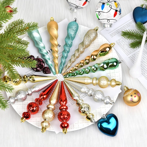 Weihnachtsbaumschmuck PVC Kunststoff Glitzer Galvanisiert Gemischte Formen Hängende Anhänger Feiertagsparty Heimdekoration