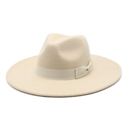 Elegante Wollen Fedora Hoed Dames Brede Rand Platte Bovenkant Met Strik Lint Herfst Winter Jazz Cap Klassiek Modeaccessoire