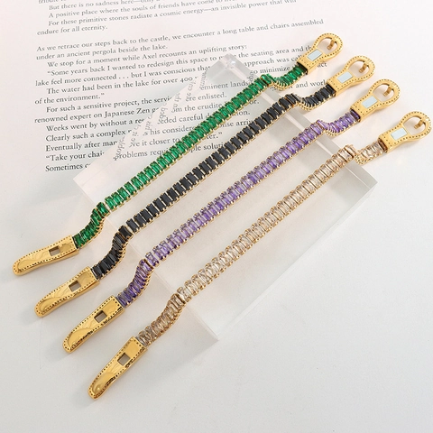 Baguette Zirkonia Armband 18K Verguld Titanium Staal Riemgesp Ontwerp Kleurrijke Elegante Sieraden Voor Dames