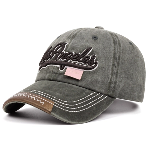 Retro Washed Cotton Baseballkappe Distressed Los Angeles Stickerei Gebogener Rand Verstellbarer Sonnenhut Outdoor Vintage Stil