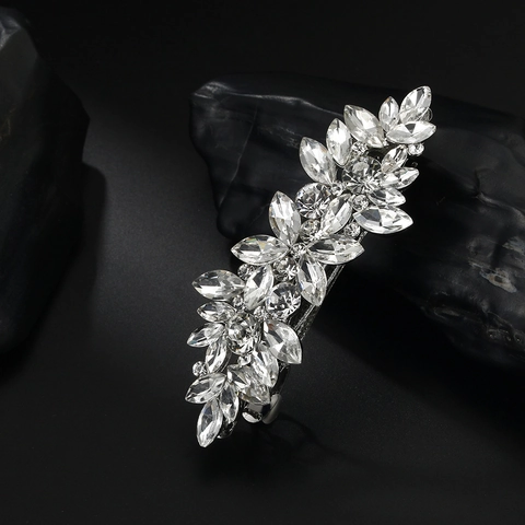 Marquise Strass Haarclip Legierung Künstliche Perle Luxus Blatt Federspange Für Damen Hochzeit Party Eleganter Kopfschmuck