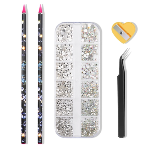 Nagelkunst Dotting Tool Set Met Waspennen Rhinestones Gebogen Pincet En Hart Slijper Professionele Manicure DIY Decoratie