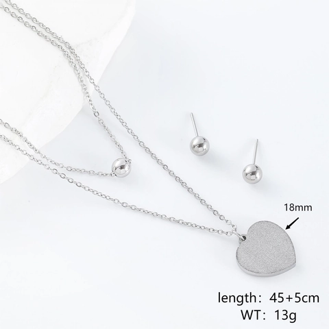 304 Collana E Orecchini In Acciaio Inossidabile Catena A Doppio Strato Cuore Farfalla Fiore Rotondo Per Donne