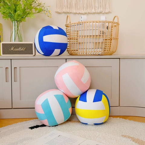 Volleyball Plush Pillow Soft Stuffed Ball Toy Round Cushion For Kids Room Home Decor Plushie Gift