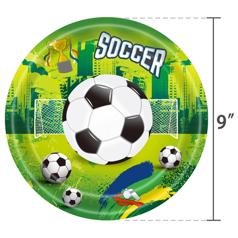 Soccer Football Theme Birthday Party Supplies Green Paper Tableware Plates Cups Napkins Tablecloth Banner For Sports Fans Decoration