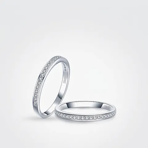 925 Sterling Silber Ring Minimalistischer Mikropave Zirkonia Funkelnde Stapelbare Bänder Für Frauen Schmuck
