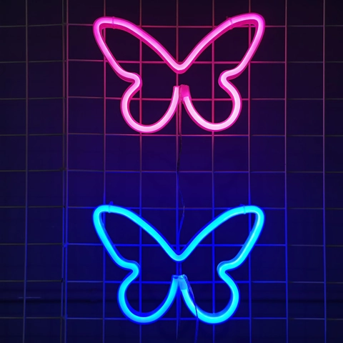 Butterfly Neon Sign LED Wall Decor Plastic Atmosphere Light USB Battery Powered For Bedroom Party Christmas Home Decoration