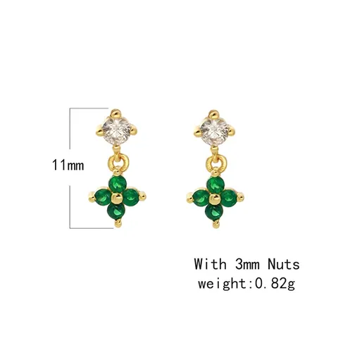 Pendientes De Trébol Con Poste De Plata De Ley 925 Flor Circonita Joyas Delicadas Para Mujeres