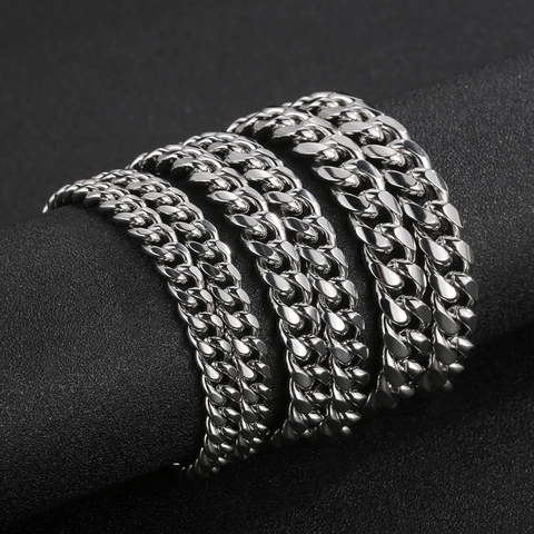 Collar De Cadena Cubana Acero Inoxidable Pulido Joyas De Moda Hip Hop Streetwear Para Hombres