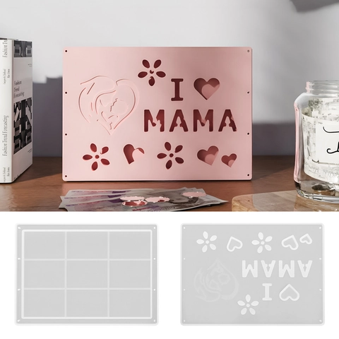 Mother's Day Silicone Mold I Love Mama Hollow Letter Storage Box DIY Resin Epoxy Casting Tool Floral Heart Design Handicraft Gift