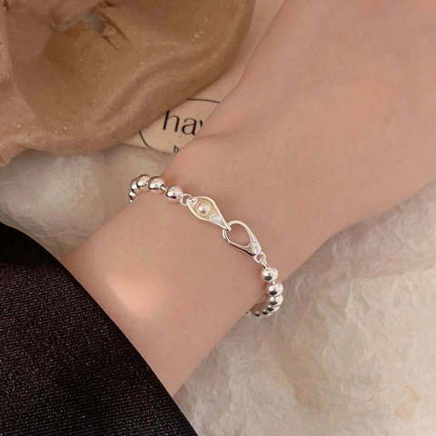 Minimalistisches Perlenarmband 925 Sterlingsilber Süßwasserperle Tropfenanhänger Eleganter Schmuck Für Damen