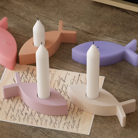 Visvorm Siliconen Mal Voor Doe-Het-Zelf Aromatherapie Kaars Gips Ornament Minimalistisch Handgemaakte Kandelaar Ambacht