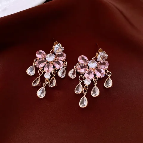 Tassel Drop Earrings With 925 Sterling Silver Earring Post Copper Inlaid Zircon Water Drop Dangle For Women Elegant Jewelry