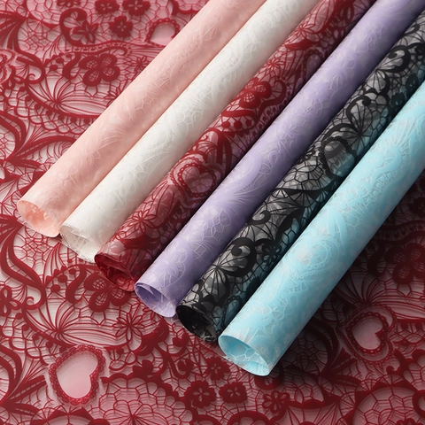 Flower Wrapping Paper Waterproof Matte Lace Plaid Heart Floral Pattern Gift Wrap For Bouquets DIY Packaging Wedding Party Decor