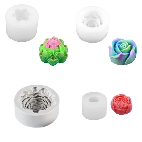 3D Blumen Silikonformen Pfingstrose Rose Lotus Tulpe Form Für DIY Handgemachte Kerze Seife Harz Gips Backen Handwerk