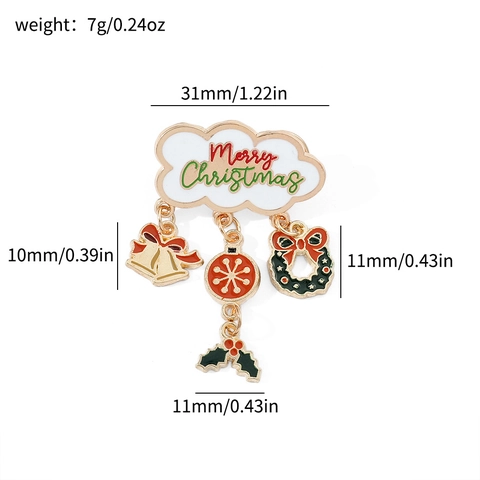 Enamel Christmas Brooch Pins Alloy With Bell Snowman Gingerbread Man Reindeer Charms Holiday Decor Festive Gift Jewelry